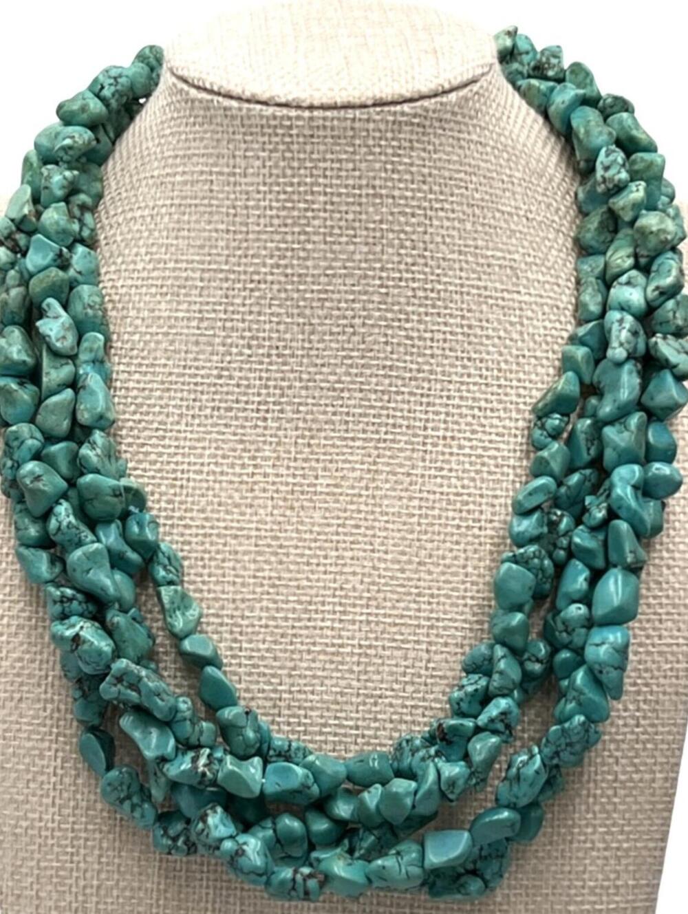 Lucas Lameth Sterling Silver Turquoise Multistrand Necklace